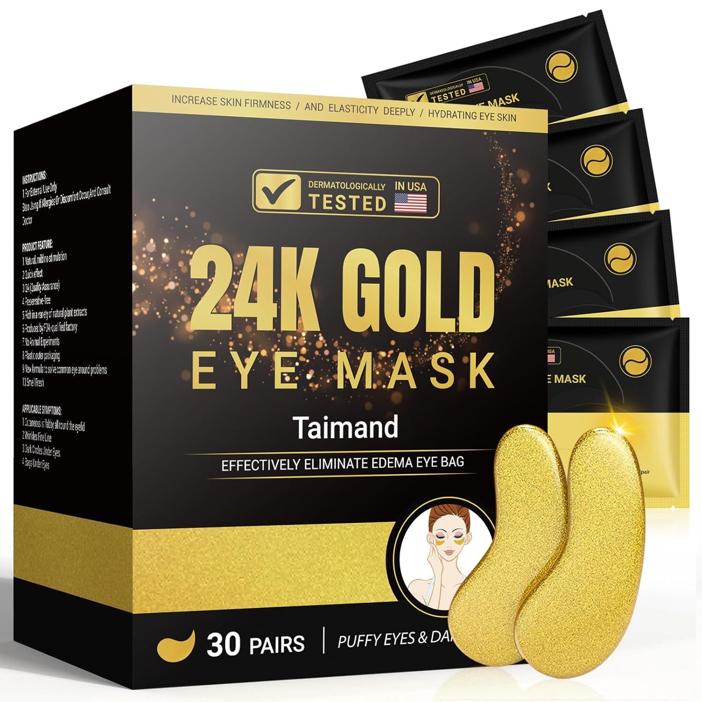 24K Gold Under Eye Mask | 30 Pairs