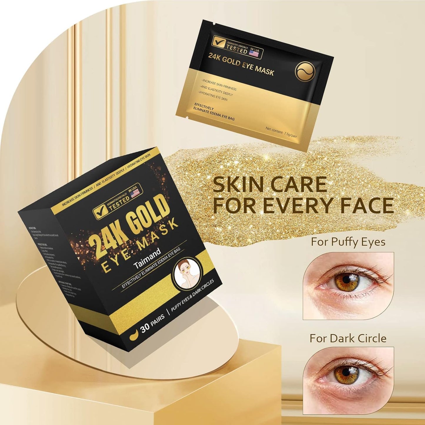 24K Gold Under Eye Mask | 30 Pairs